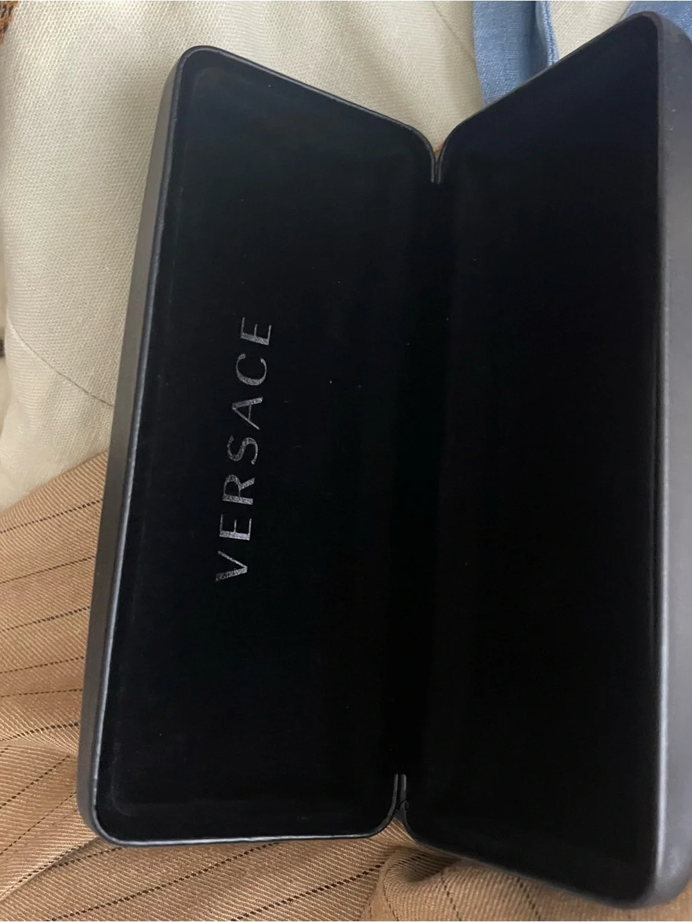 Versace Black Leather Eyewear Case with Gold Versace Logo